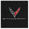 Lloyd 2pc Ultimat Floor Mat, Black w/ Silver Large C8 Corvette Flag Logo & "Stingray" :: 2020-2023 C8 Corvette