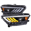 S550 Mustang HID Projector Headlights w/ Switchback Sequential Turn Signals, Jet Black Housing :: 2015-2022 Ford Mustang w/ HID Headlights