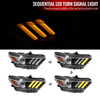 S550 Mustang HID Projector Headlights w/ Switchback Sequential LED Strip Turn Signals, Matte Black Housing :: 2015-2022 Ford Mustang w/ HID Headlights