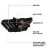 S550 Mustang HID Projector Headlights w/ Switchback Sequential LED Strip Turn Signals, Matte Black Housing w/ Smoked Lens :: 2015-2022 Ford Mustang w/ HID Headlights