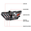 S550 Mustang HID Projector Headlights w/ LED Strip Sequential Turn Signals, Matte Black Housing :: 2015-2022 Ford Mustang w/ HID Headlights