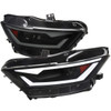 S550 Mustang HID Projector Headlights w/ LED Bar Turn Signals, Black Housing w/ Smoked Lens :: 2015-2022 Ford Mustang w/ HID Headlights