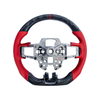 S550 Mustang Carbon Fiber Steering Wheel w/o Button Cover, Red Perforated Leather Grips :: 2018-2023 Ford Mustang