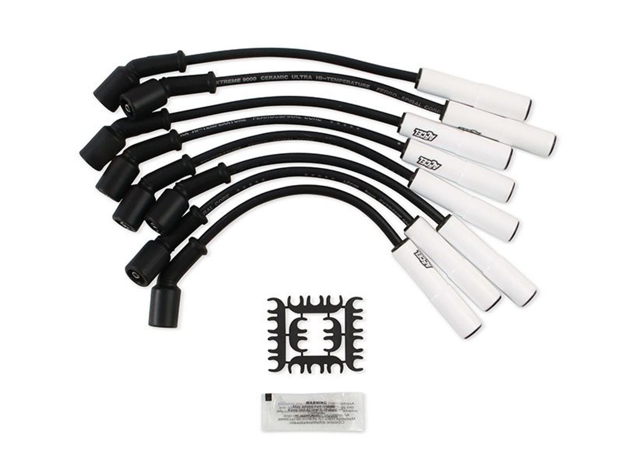 ACCEL Extreme 9000 Ceramic Boot Spark Plug Wire Set, Straight Boot, White