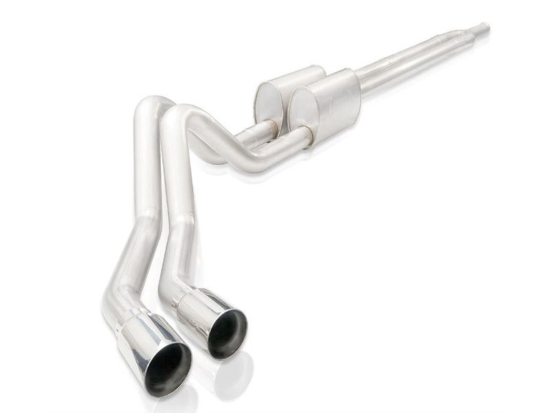 Chevy Silverado 2020-2024 cat-back exhaust system installation front view T-304 stainless steel