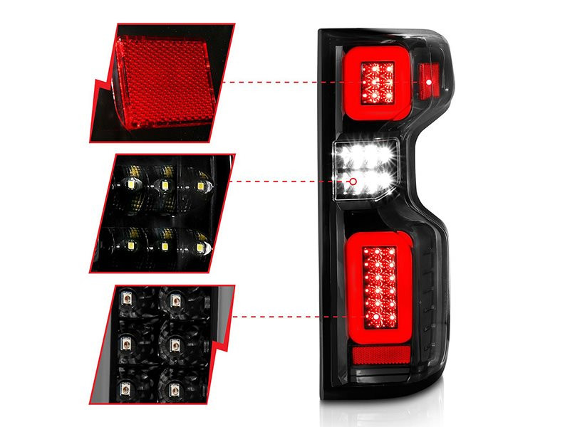 ANZO Sequential LED Taillights, Black Housing, Clear Lens