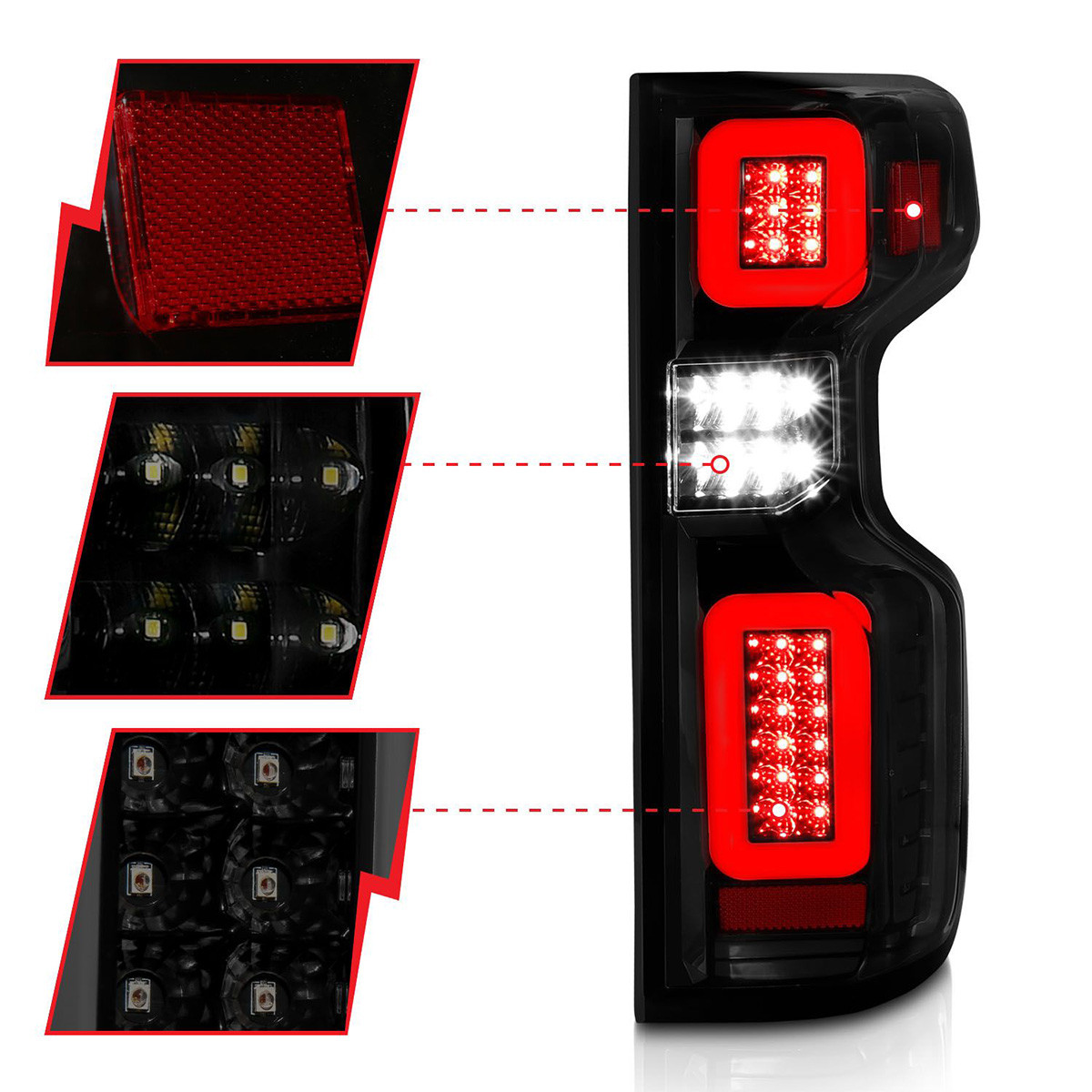ANZO Sequential LED Taillights, Black Housing, Smoke Lens