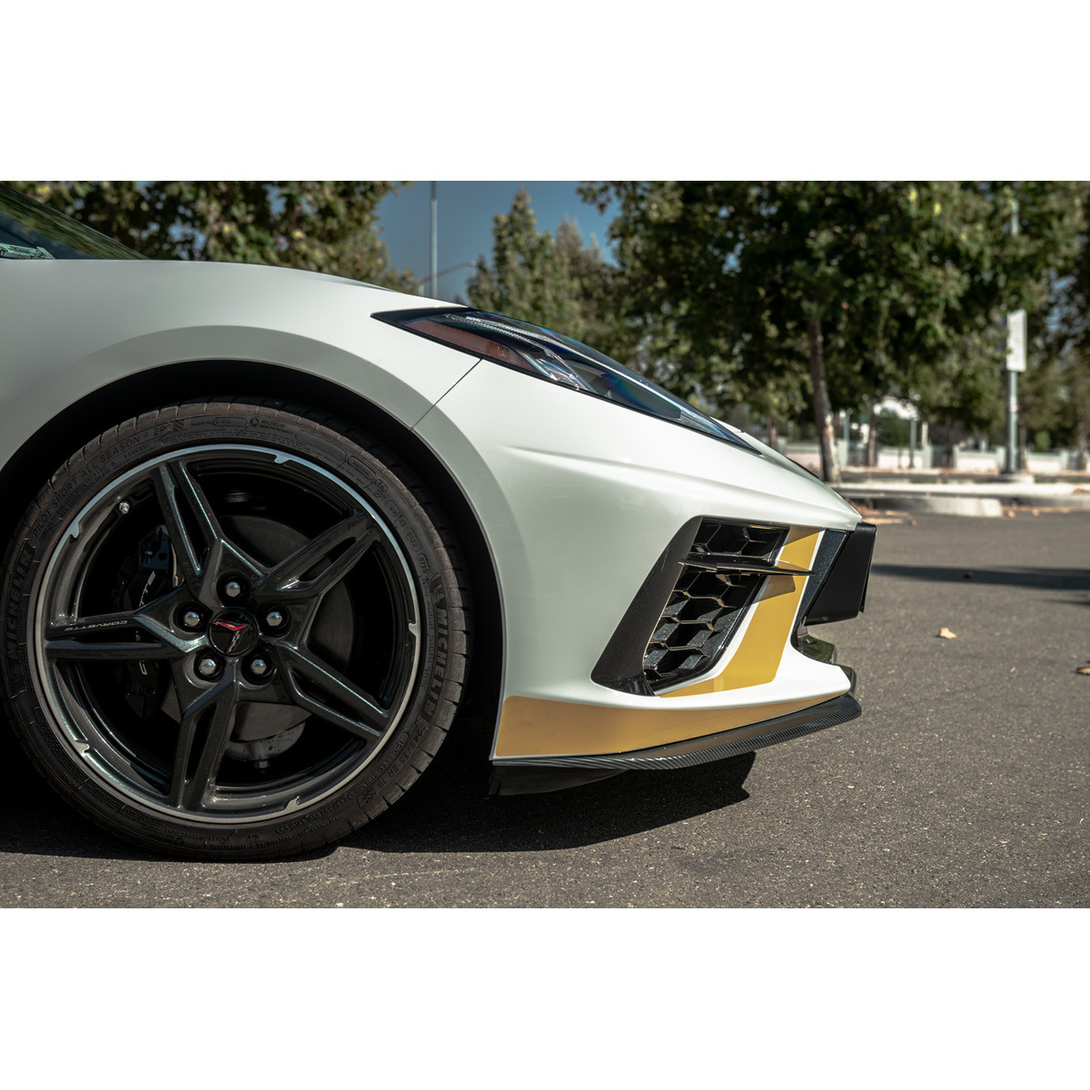 EOS Z51 Style 3-Piece Front Splitter, Hydro-Dipped Carbon Fiber