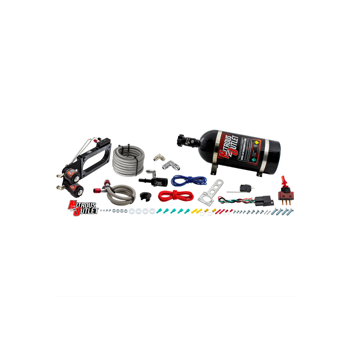 Y1184 gfc GNRF-200 Gloss NA Burl アウトレット Nitrous Outlet Hardline Plate System for Cobra Jet Intake, 10lb Bottle