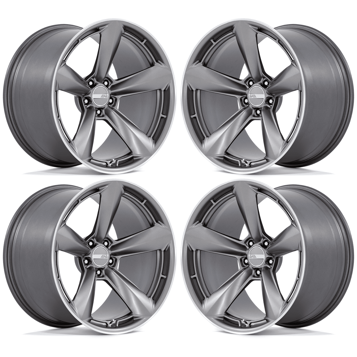 American Racing TTF Wheel Set, Matte Anthracite w/Machined Lip American Racing TTF Wheel Set, Matte Anthracite w/Machined Lip