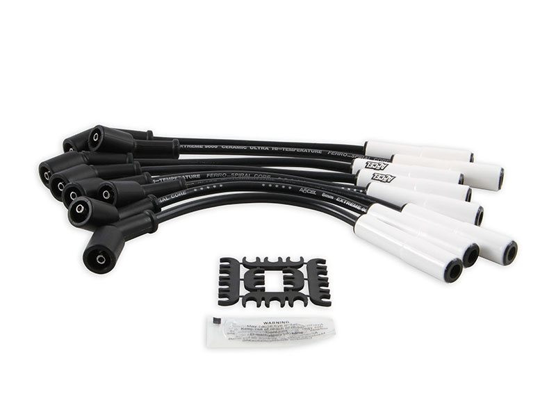 AC Performance Straight Ceramic Spark Plug Boot Kit - Fits 8mm Wires, High Temp (2000°F), Includes Terminals