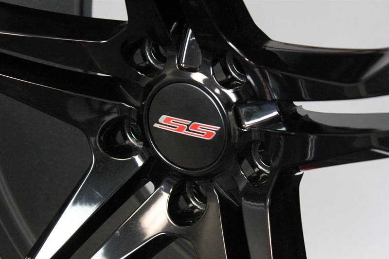Chevrolet Satin Black Wheel Center Caps w/Red "SS" Logo, Set of 4