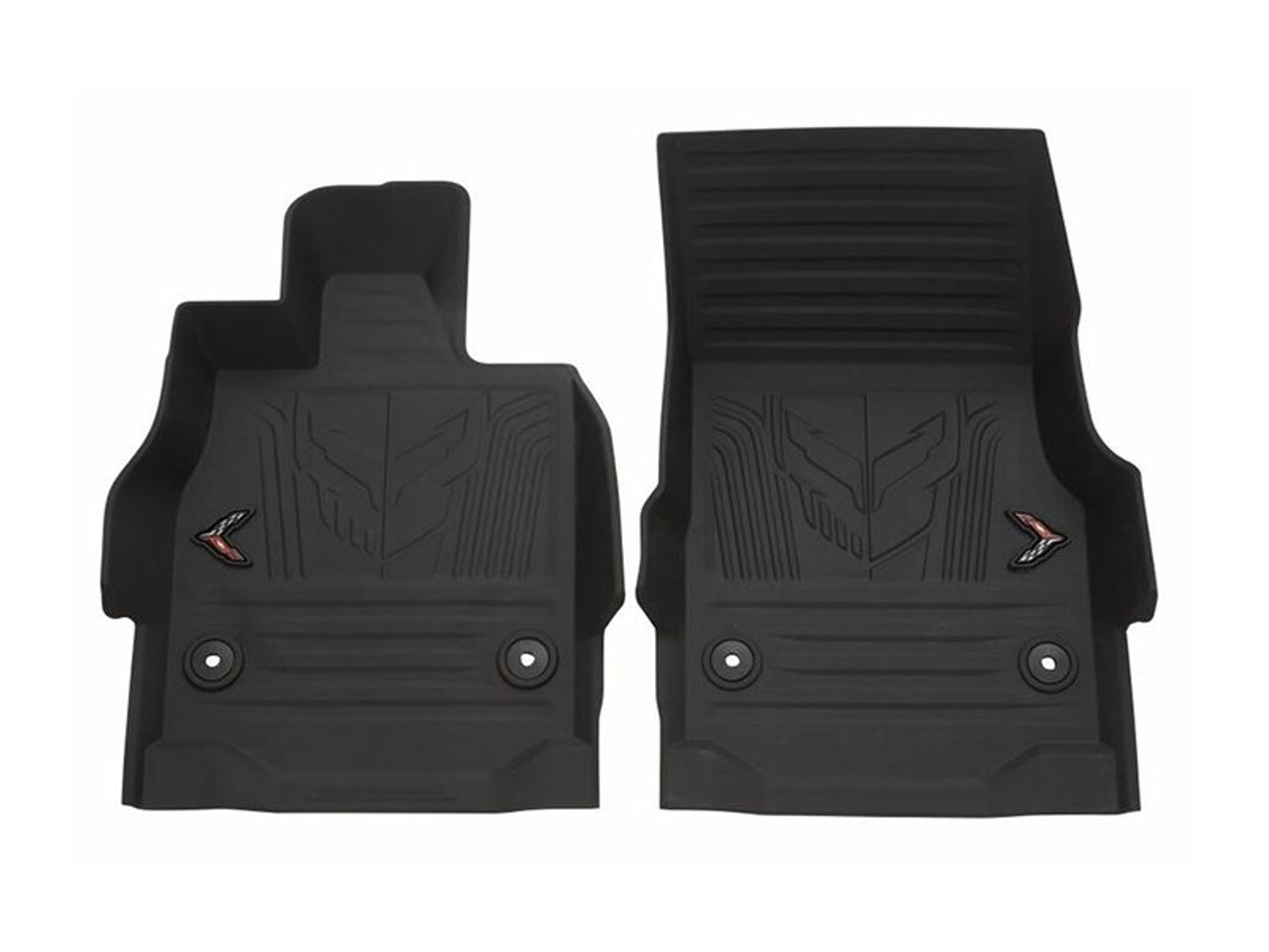 Chevrolet AllWeather Floor Liners w/ Jake and Crossed Flag Logo, Front