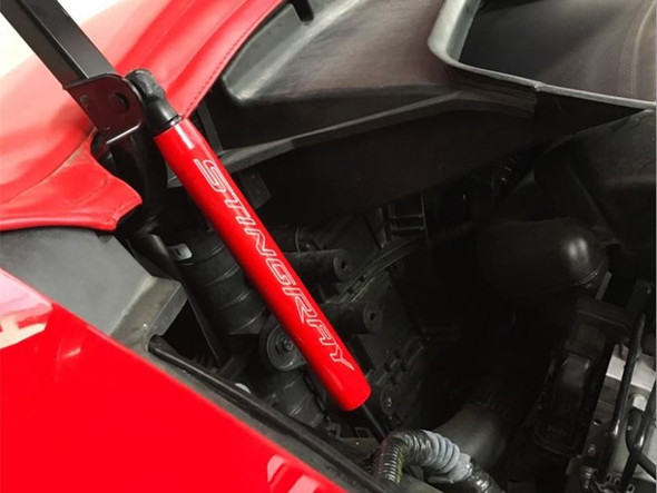 American Brother Designs Hood Shock Covers, Corvette Font Logo, Color Options :: 2014-2019 C7 Corvette Stingray, Z06