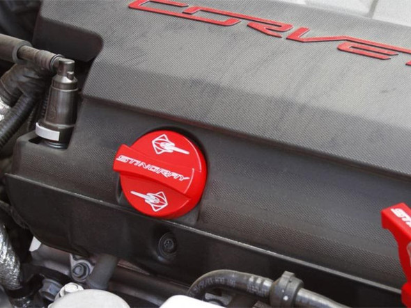 American Brother Designs Oil Fill Cap, Flag Logo w/ Thin Waist, Color Options :: 2014-2019 C7 Corvette Stingray, Z06