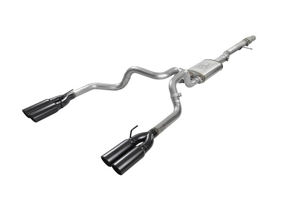 aFe Power Vulcan Series 4" to Dual 3" 304 Stainless Steel Cat-Back Exhaust System, Quad Black Tips :: 2019-2021 Silverado 1500 V8-6.2L