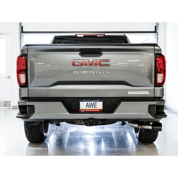 AWE 0FG Cat-Back Exhaust, Dual Diamond Black Tips, Dual Side Exit, 3015-23208 :: 2019-2026 Chevrolet Silverado 1500 and GMC Sierra 1500 5.3L