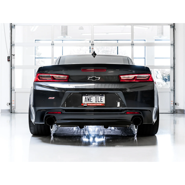 AWE Track Edition Axle-Back Exhaust, Dual Diamond Black Tips, 3020-33053 :: 2016-2024 Chevrolet Camaro LT1, SS, and SS 1LE