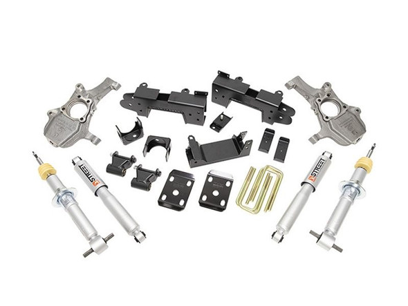 Belltech Lowering Kit With Street Performance Shocks, 2"-4" Front / 6" Rear :: 2019-2022 Silverado 1500 4WD Extended or Crew Cab, Short Bed