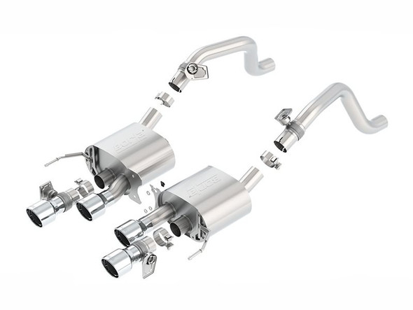 Borla S-Type 2.75" Axle-Back Exhaust System, 4.25" Quad Polished Intercooled Tips, w/AFM, NPP :: 2014-2019 C7 Corvette, Grand Sport Auto