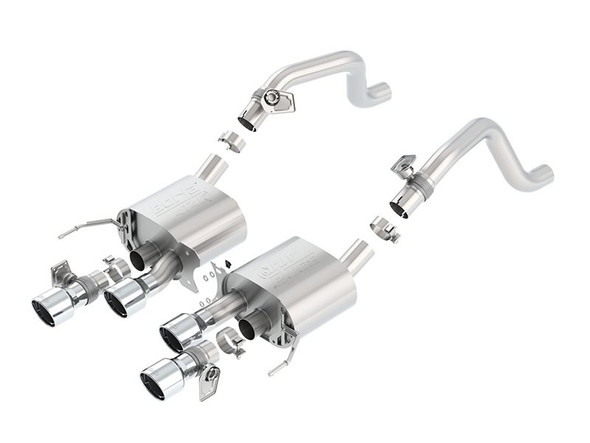 Borla ATAK 2.75" Axle-Back Exhaust System, 4.25" Quad Polished Intercooled Tips, w/AFM, NPP :: 2014-2019 C7 Corvette, Grand Sport Auto