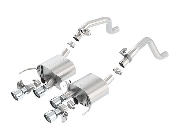 Borla ATAK 2.75" Axle-Back Exhaust System, 4.25" Quad Polished Angled Tips, w/AFM, NPP :: 2014-2019 C7 Corvette, Grand Sport Automatic