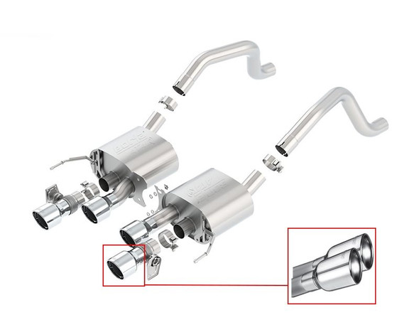 Borla ATAK 2.75" Axle-Back Exhaust System, 4.25" Quad Polished Angled Tips, w/AFM, NPP :: 2015-2019 C7 Corvette Z06, Grand Sport Manual