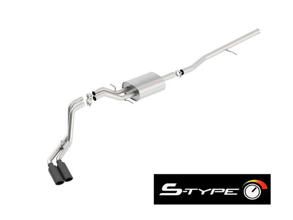 Borla 2.75" S-Type Cat-Back Single Exhaust System w/ Single Side Exit, 4" Dual Black Chrome Long Tips :: 2014-2019 Silverado 1500 5.3L