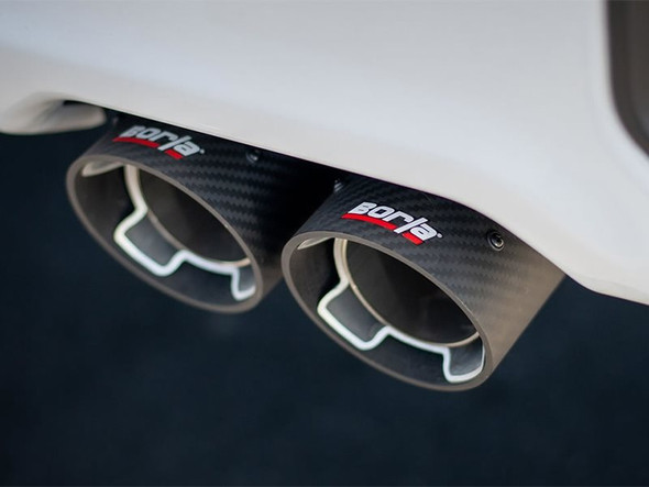 Borla 3" Touring Cat-Back Single Exhaust System w/ Factory Rear Exit, 3.5" Quad Carbon Fiber Tips :: 2019-2022 Silverado 1500 5.3L