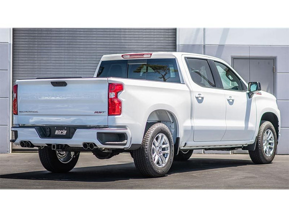 Borla 3" S-Type Cat-Back Single Exhaust System w/ Factory Rear Exit, 3.5" Black Chrome Tips :: 2019-2022 Silverado 1500 5.3L