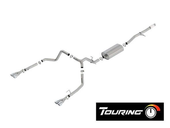 Borla 3" Touring Cat-Back Single Exhaust System w/ Factory Rear Exit, 3.5" Quad Chrome Tips :: 2019-2022 Silverado 1500 5.3L