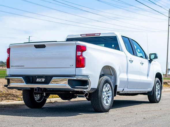Borla 3" S-Type Cat-Back Single Exhaust System w/ Factory Side Exit, 4" Chrome Tip :: 2019-2022 Silverado 1500 2.7L