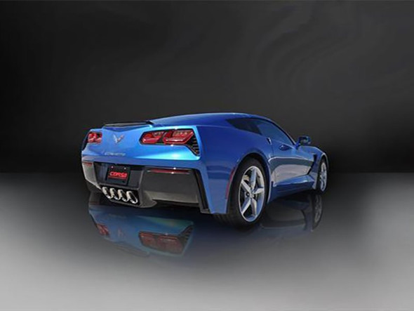 Corsa 2.75" Sport Sound Level Valve-Back Exhaust, 4.5" Polished Quad Tips :: 2014-2019 C7 Corvette, Grand Sport Auto