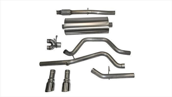 Corsa Sport 3" Cat-Back Exhaust System w/Dual Rear Exit, Single 4" Polished Tips :: 2014-2019 Silverado 1500 5.3L V8 w/143.5" Wheelbase