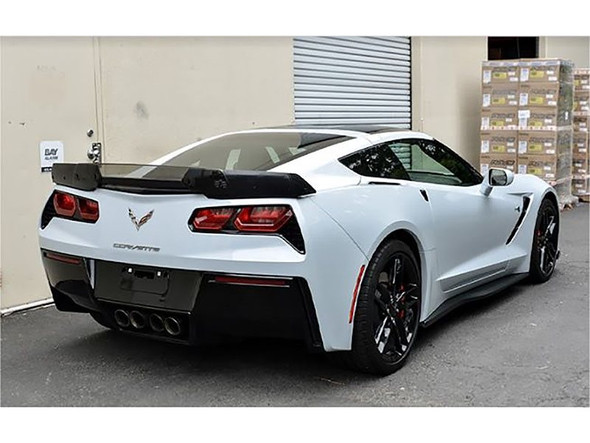 EOS Z07 Stage 3 Rear Spoiler w/ Light Tinted Wickerbill Extension, Unpainted Winglets :: 2014-2019 C7 Corvette Non-ZR1