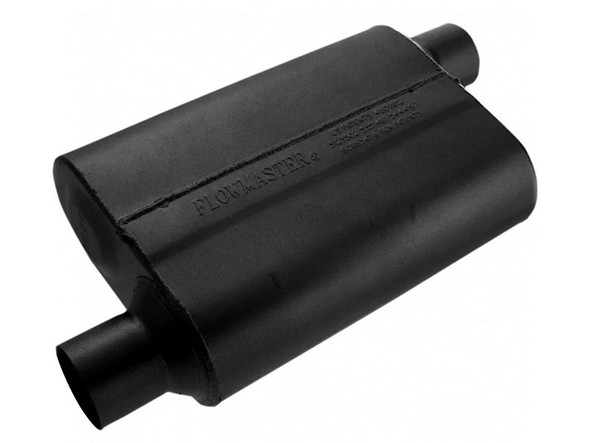 Flowmaster 4" x 9.75" x 13" Oval 40 Series Chambered Muffler, 2.5" Offset/Offset :: Universal Fit, 2014-2021 Silverado 1500