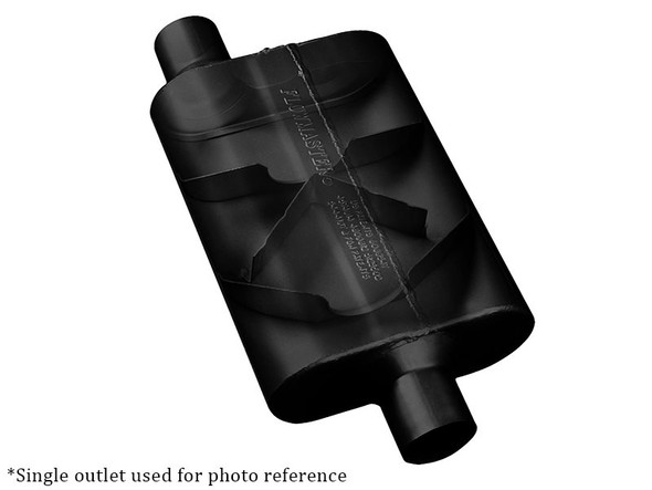 Flowmaster 4" x 9.75" x 13" Oval 40 Series Chambered Muffler, 3" Center/2.5" Dual :: Universal Fit, 2014-2021 Silverado 1500