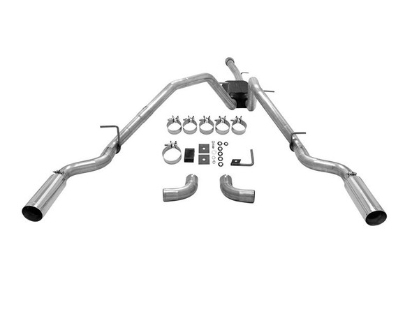 Flowmaster 2.5" Force II Cat-Back Dual Exhaust System w/ Dual Rear or Side Exit, 3.5" Polished Tips :: 2014-2019* Silverado 1500 4.3L, 5.3L