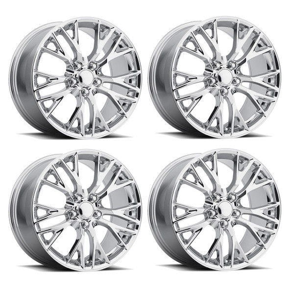 FR 401F C8 Z06 Replica Wheel Set, Chrome, 18x8.5 & 19x10