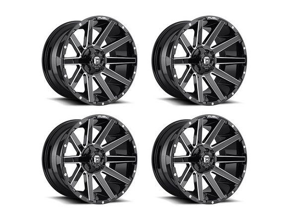 Fuel Off-Road Silverado 1500 D615 Contra Wheel Set, 20x9" -19mm, Gloss Black Milled