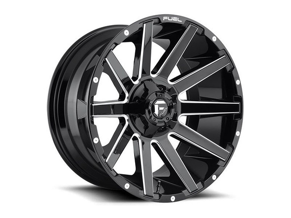 Fuel Off-Road D615 Contra Wheel Set, 20x9" +20mm, Gloss Black Milled :: 2014-2018 Silverado 1500