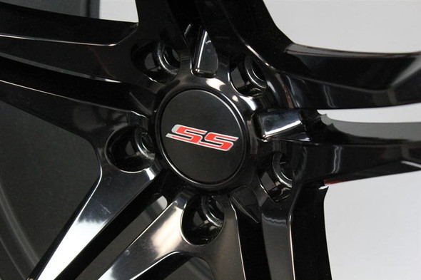 Chevrolet  Wheel Center Caps - Satin Black w/ Red SS - Set of 4 :: 2016-2021 Camaro