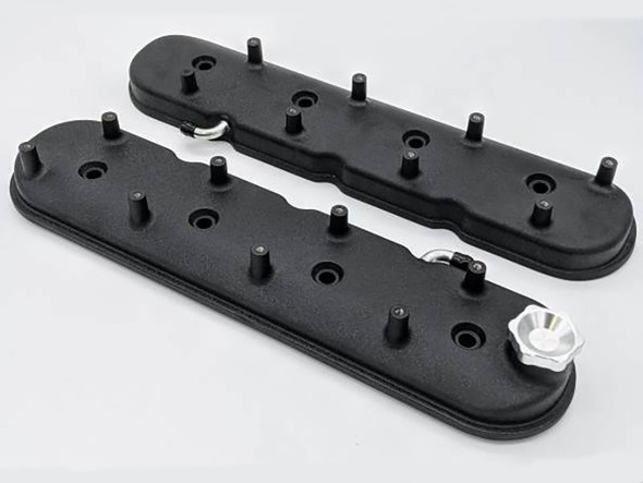 Granatelli Standard Valve Covers With Integral Angled Coil Mounts, Black Wrinkle Finish :: 2010-2015 Camaro SS, ZL1, Z28