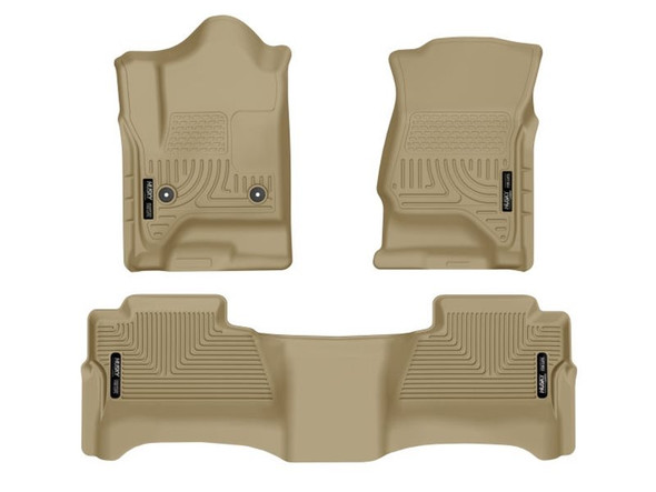 Husky Liners WeatherBeater Front Floor Liners, Tan :: 2014-2018 Silverado 1500 Crew Cab