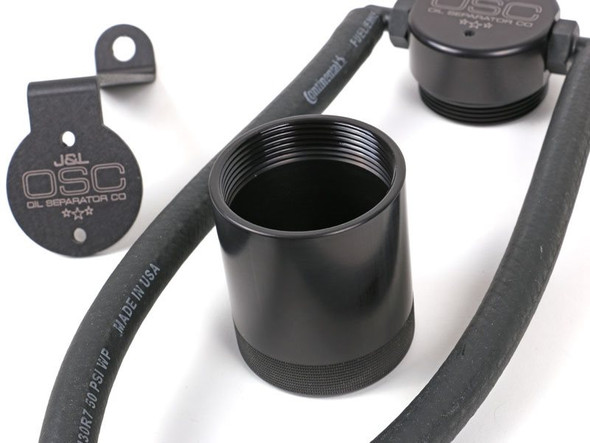 J&L OSC 3.0 Oil Separator, Driver Side, Black Anodized :: 2014-2019 C7 Corvette Stingray & Grand Sport