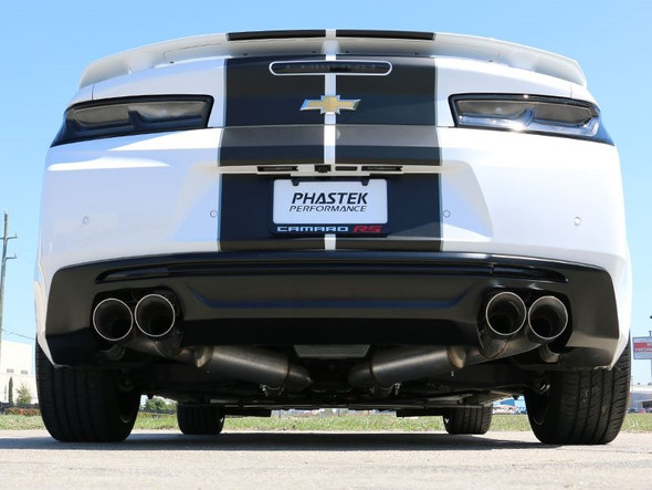MBRP Installer Series 2.5" Dual Axle-Back Exhaust System w/ 4" Quad Tips, Aluminized Steel :: 2016-2021 Camaro V6 3.6L NPP