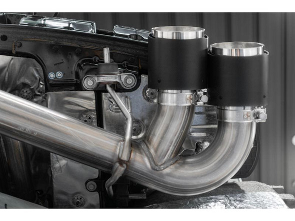 MBRP 3" Race Version Dual Cat-Back Exhaust System w/ 4.5" Carbon Fiber Quad Tips, Quad Split Rear Exit :: 2020-2023 C8 Corvette
