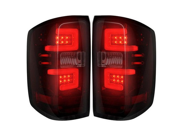 RECON OLED Tail Lights, Dark Red Smoked Lens :: 2014-2018 Silverado 1500 With OEM Halogen Tail Lights