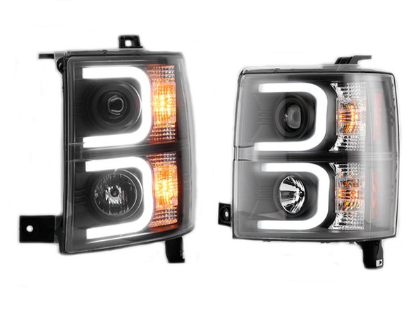 Spyder Signature Series Projector Headlights w/ CCFL Light Bar, Black :: 2014-2015 Silverado 1500