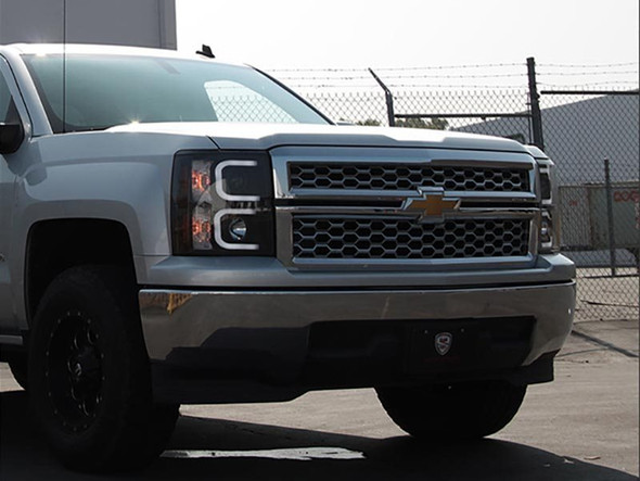 Spyder Signature Series Projector Headlights w/ CCFL Light Bar, Black :: 2014-2015 Silverado 1500